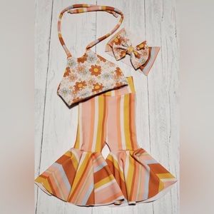 Groovy 1st Birthday Outfit! Bell Bottom Pants, Halter Top and Headband!